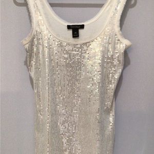 White House Black Market  off white sequin tank top